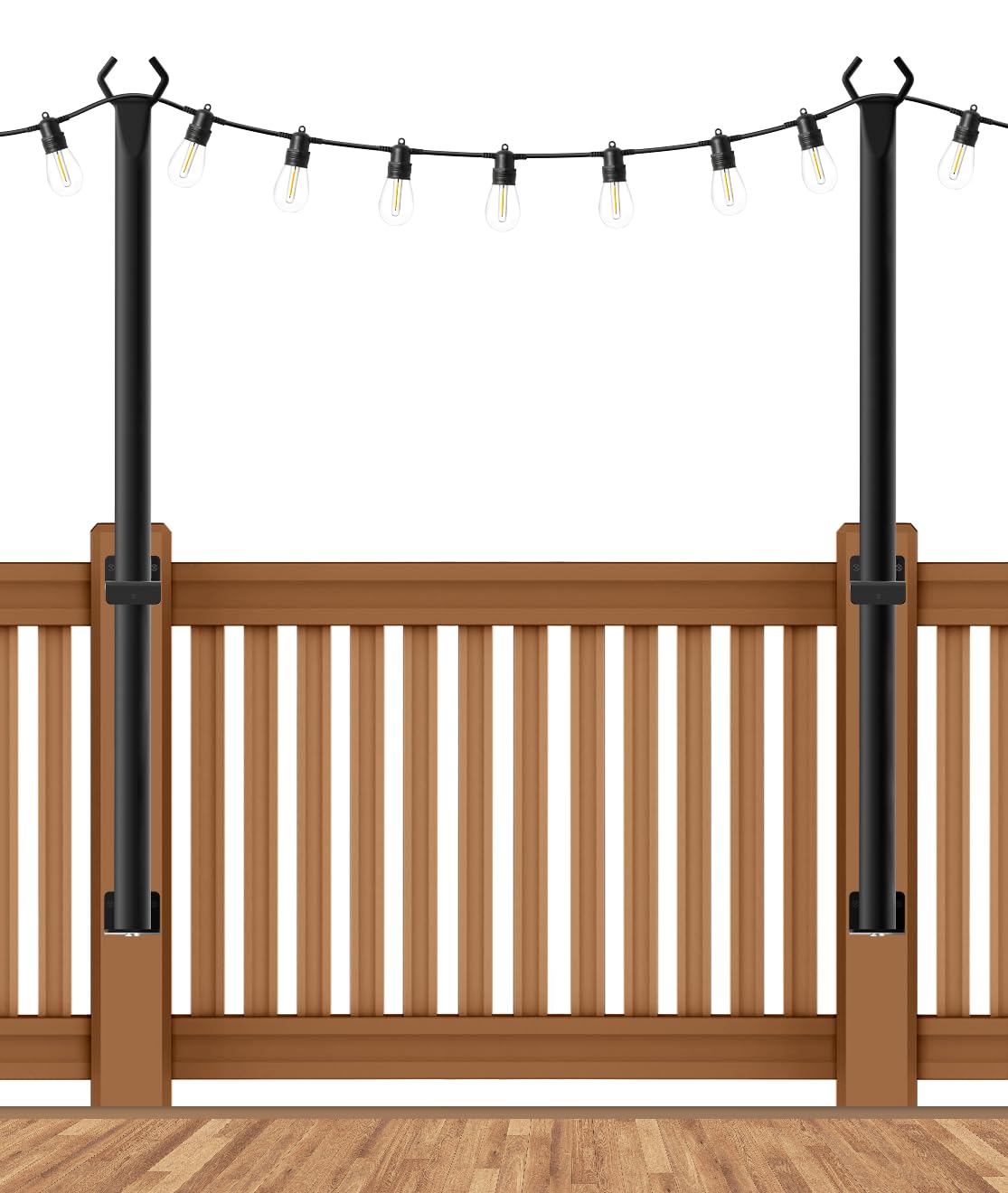 6 Pack String Light Poles, Outdoor String Light Pole 10 ft Forked Metal Light Pole with Adjustable Outdoor Light Stand, Deck, Backyard, Garden, Wedding, Rustproof and Sturdy with Hooks